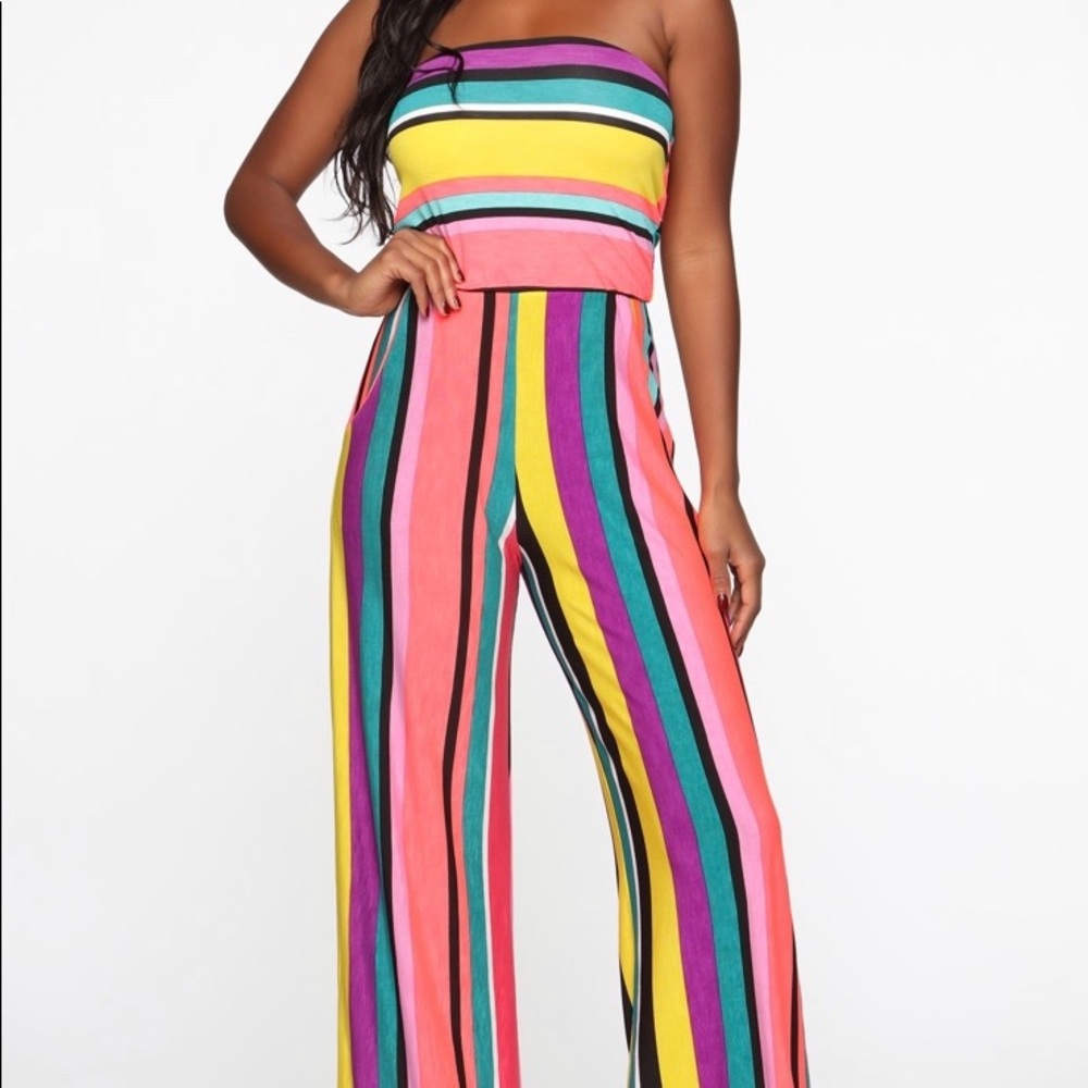Multi Color Sleeveless Striped Jumpsuit